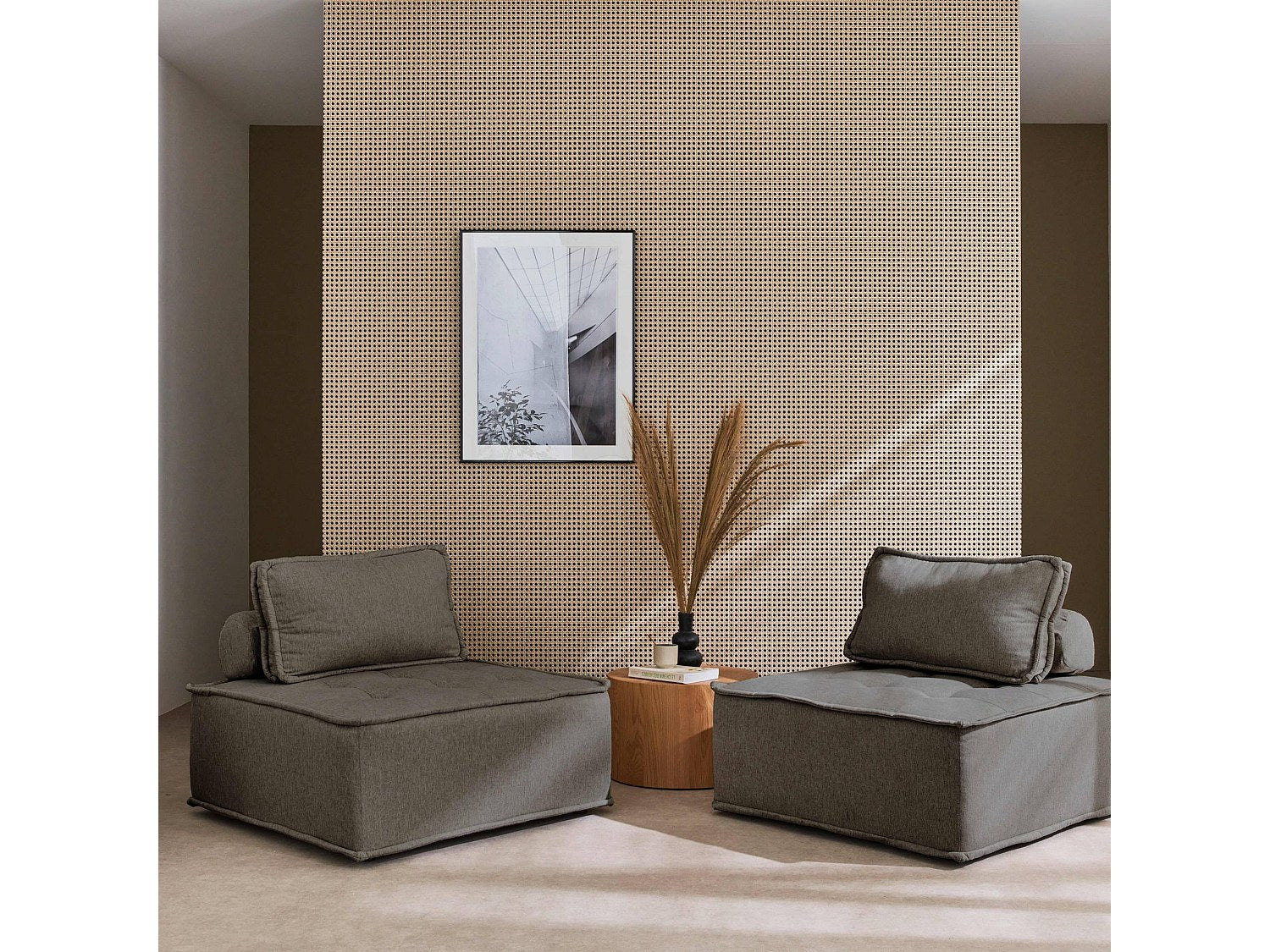 Chauffeuse modulable gris tissu