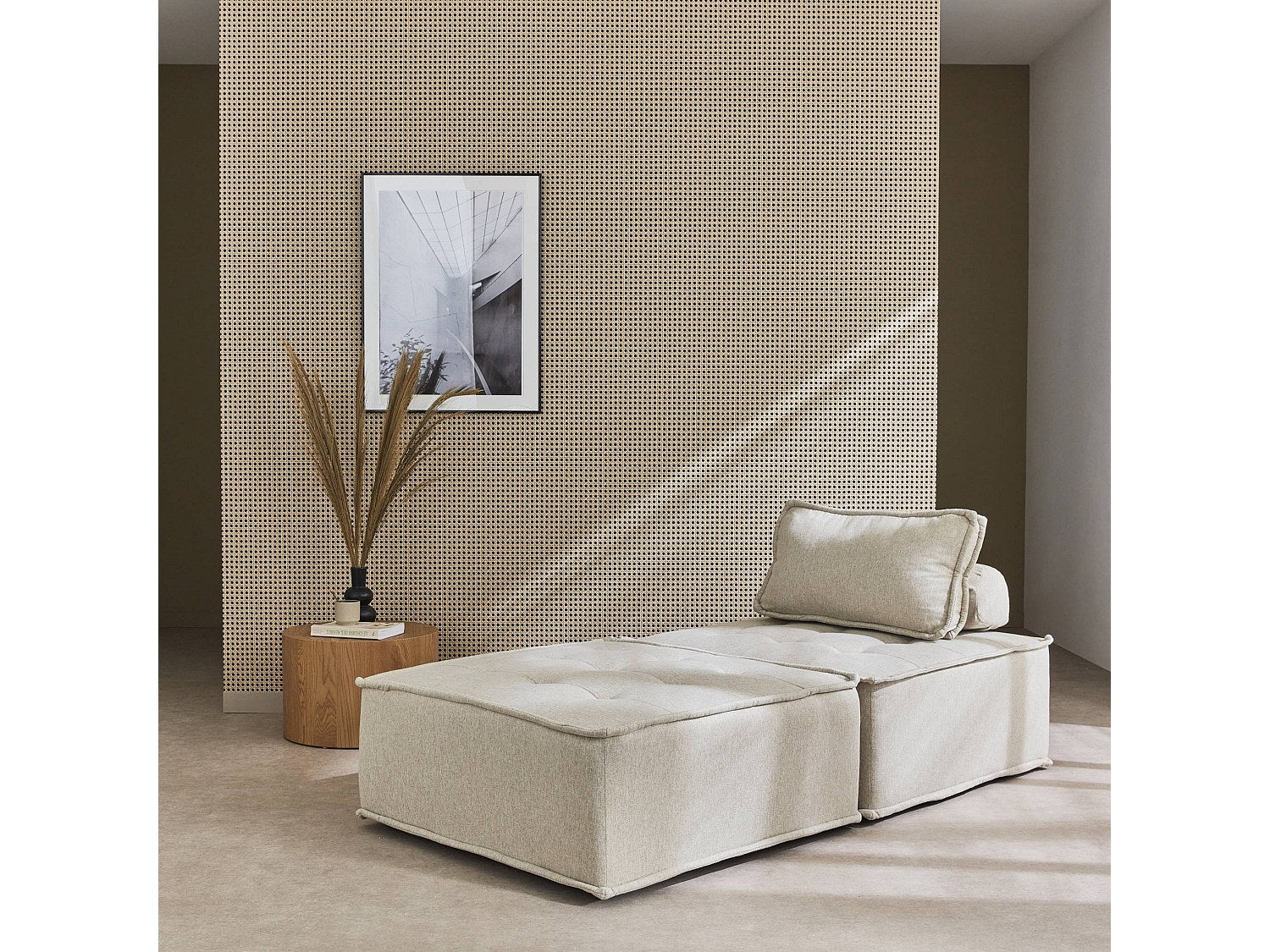 Chauffeuse modulable beige tissu