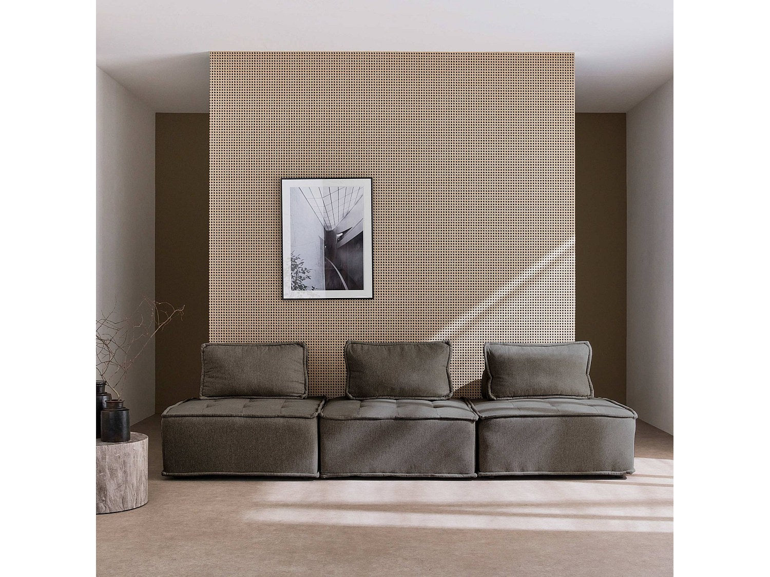 Chauffeuse modulable gris tissu