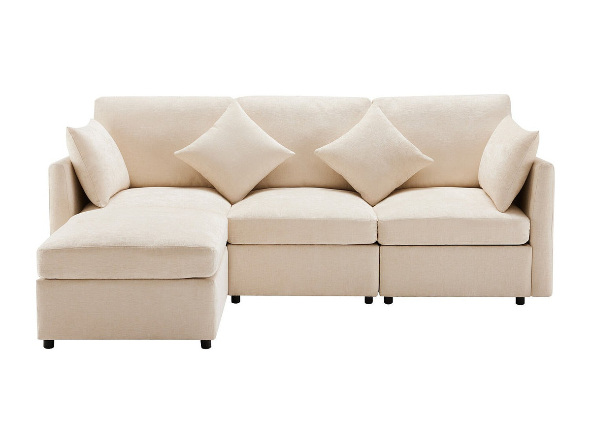 Canapé modulable 3 places beige tissu