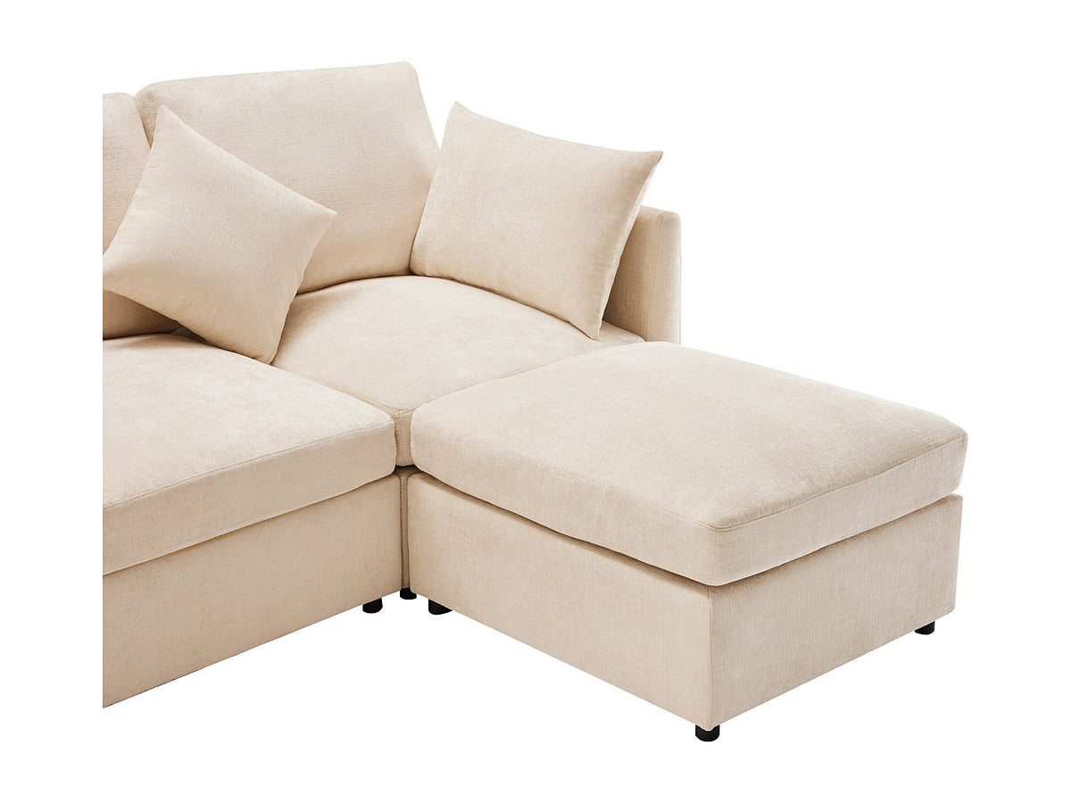 Canapé modulable 3 places beige tissu