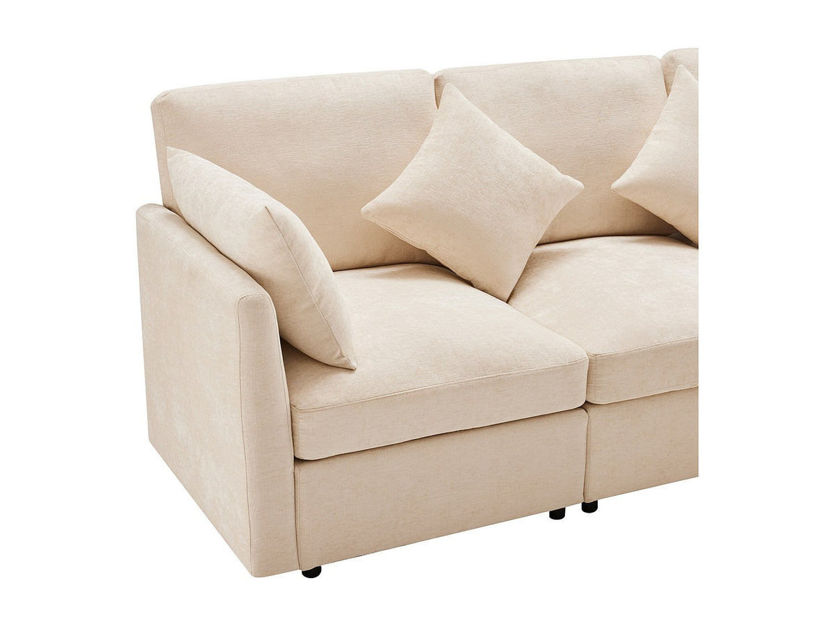 Canapé modulable 3 places beige tissu