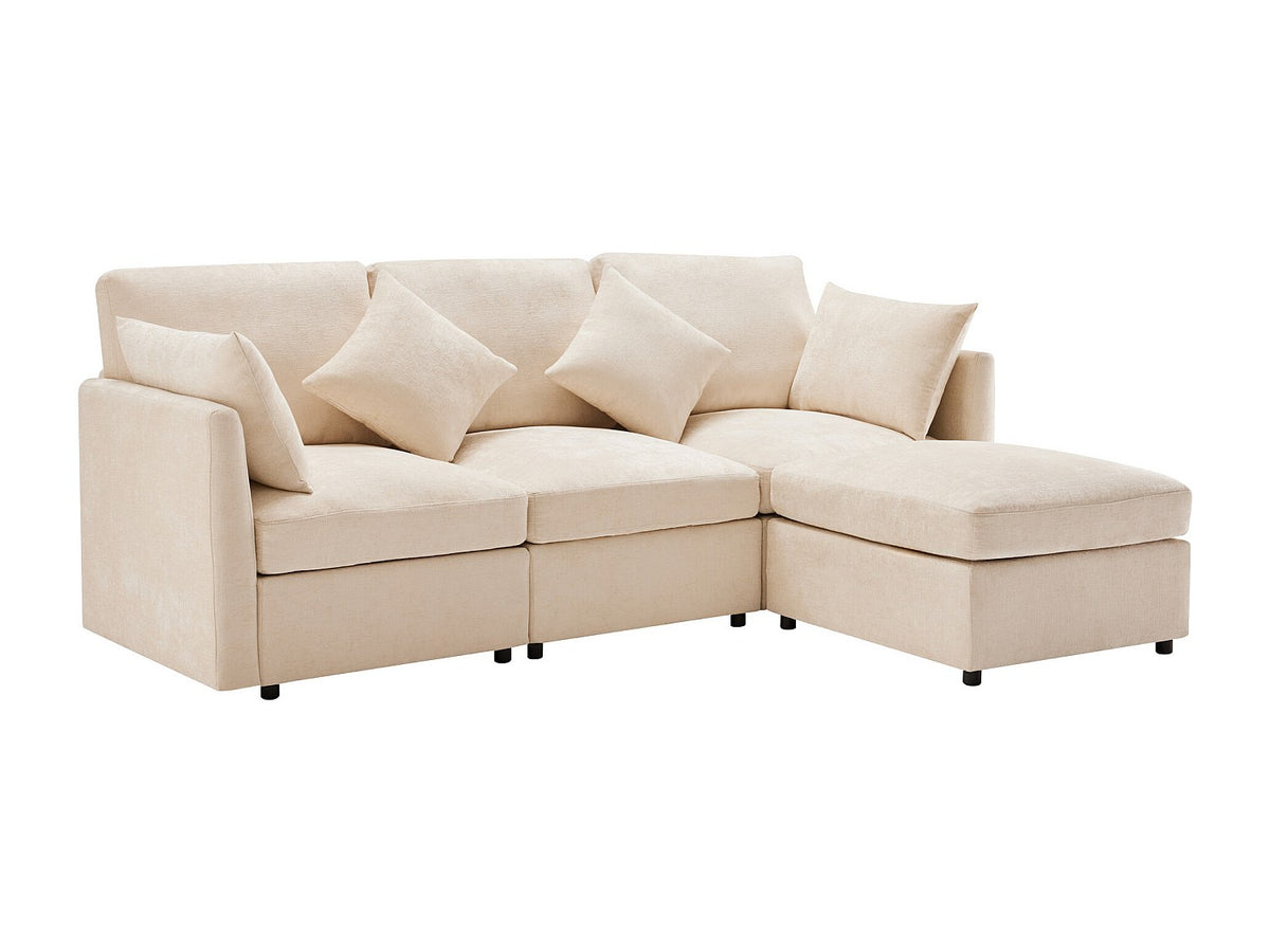 Canapé modulable 3 places beige tissu