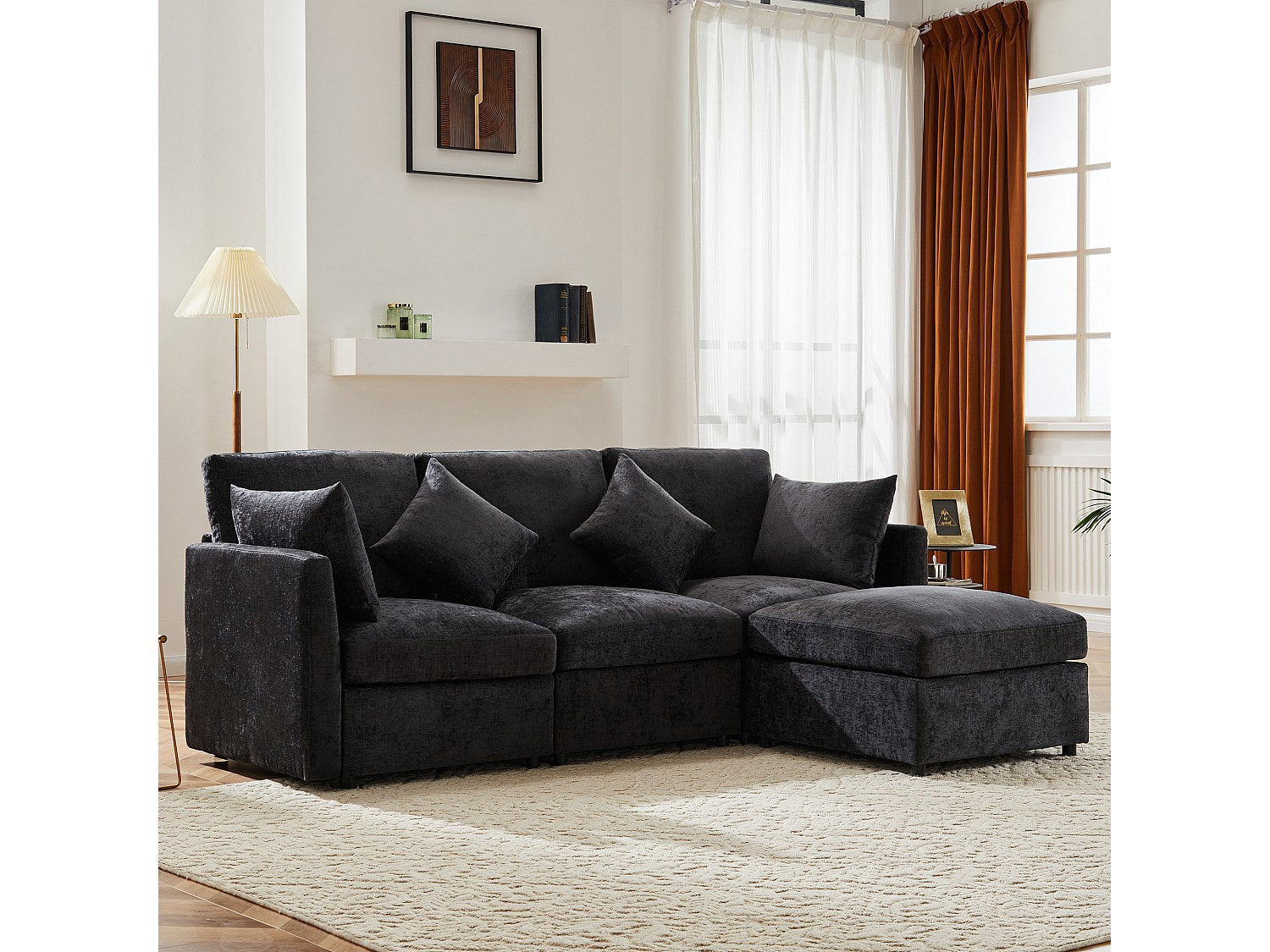 Canapé modulable 3 places gris tissu