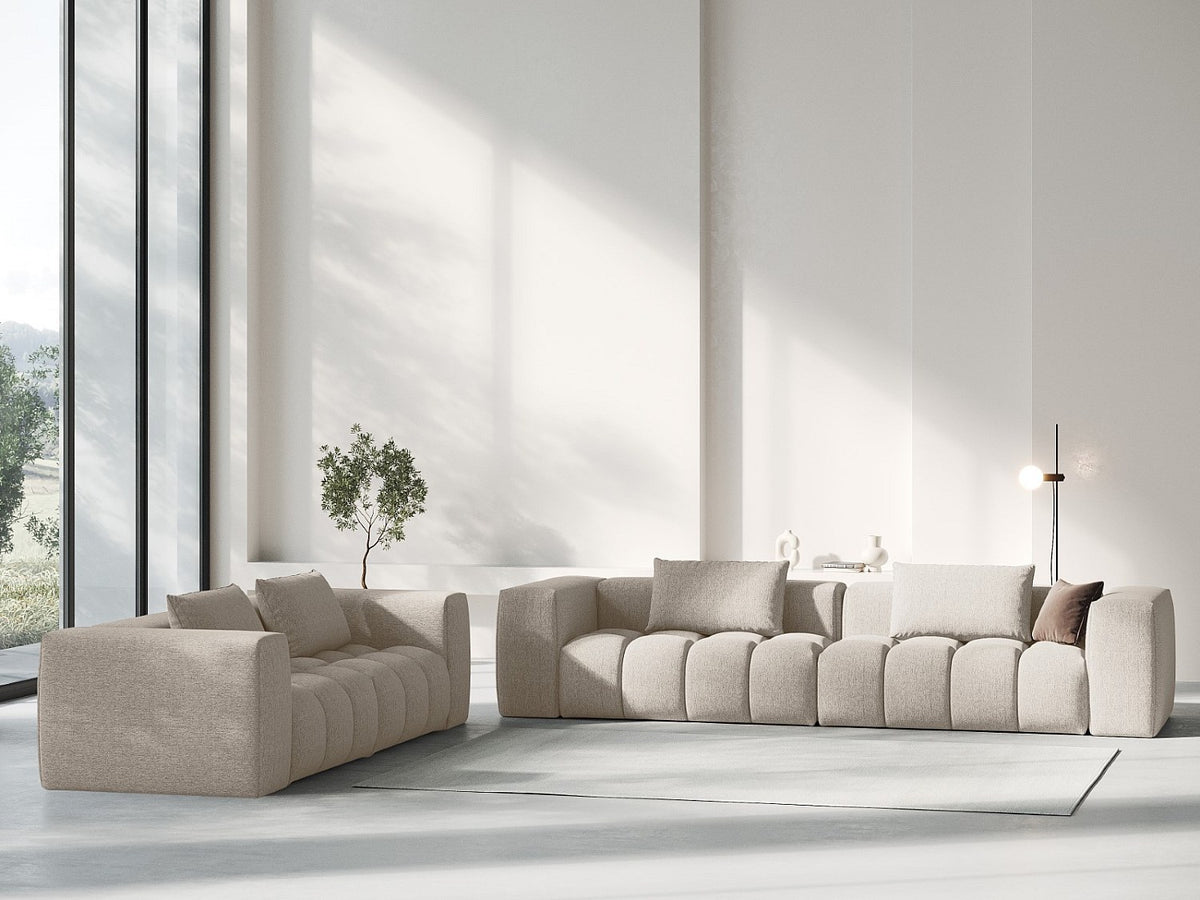 Canapé modulable 5 places marron tissu