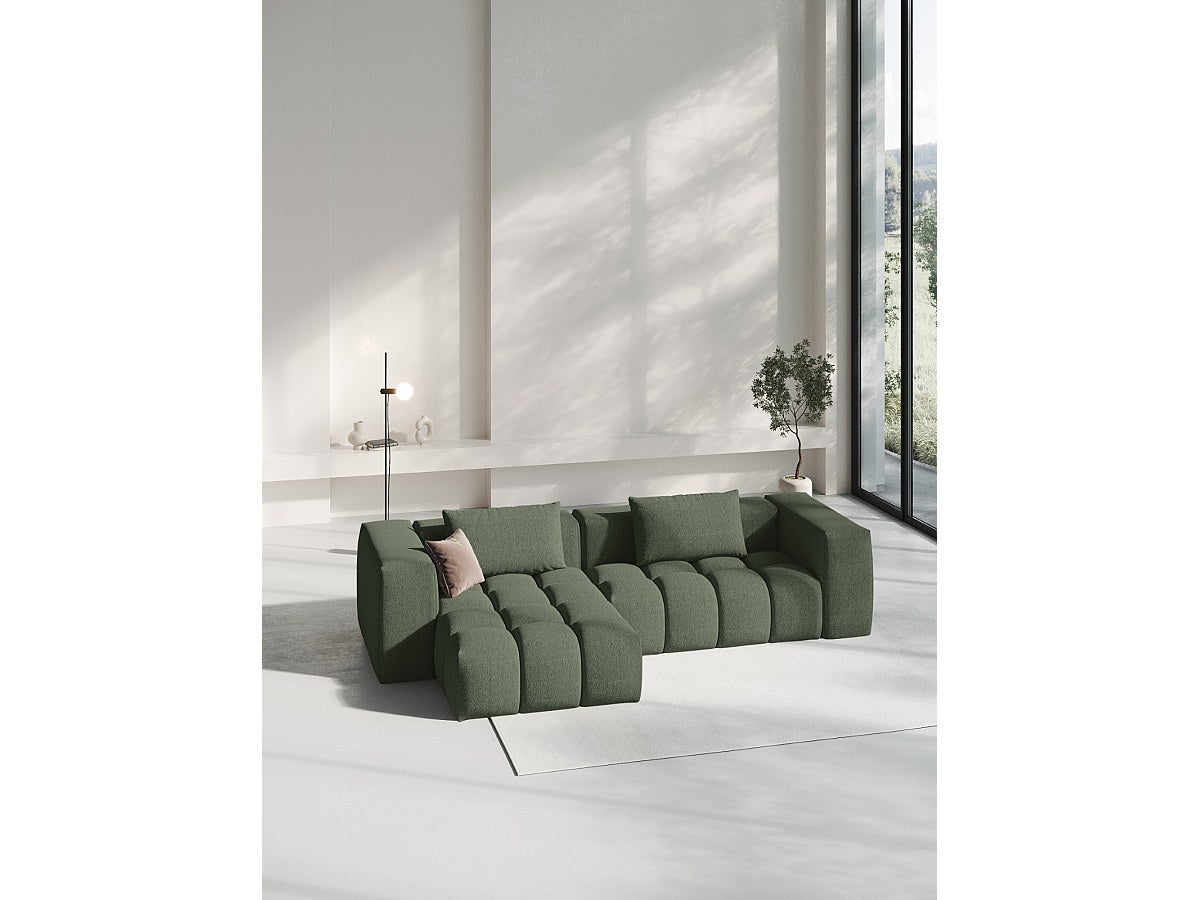 Canapé modulable 3 places vert tissu