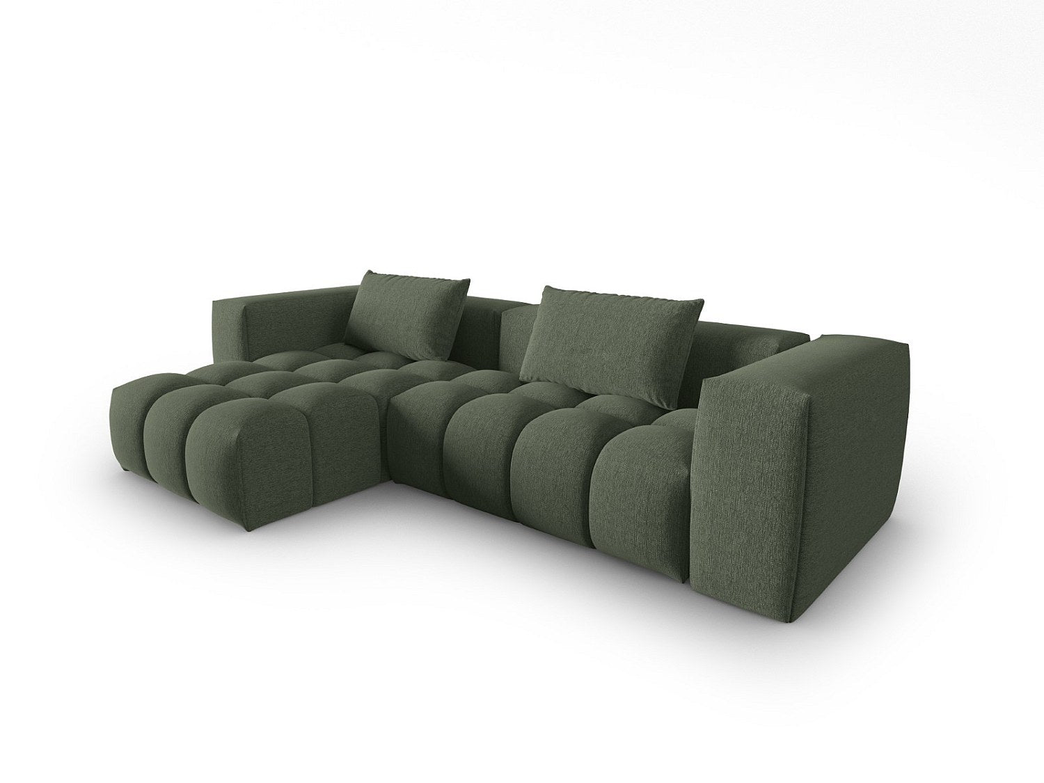 Canapé modulable 3 places vert tissu