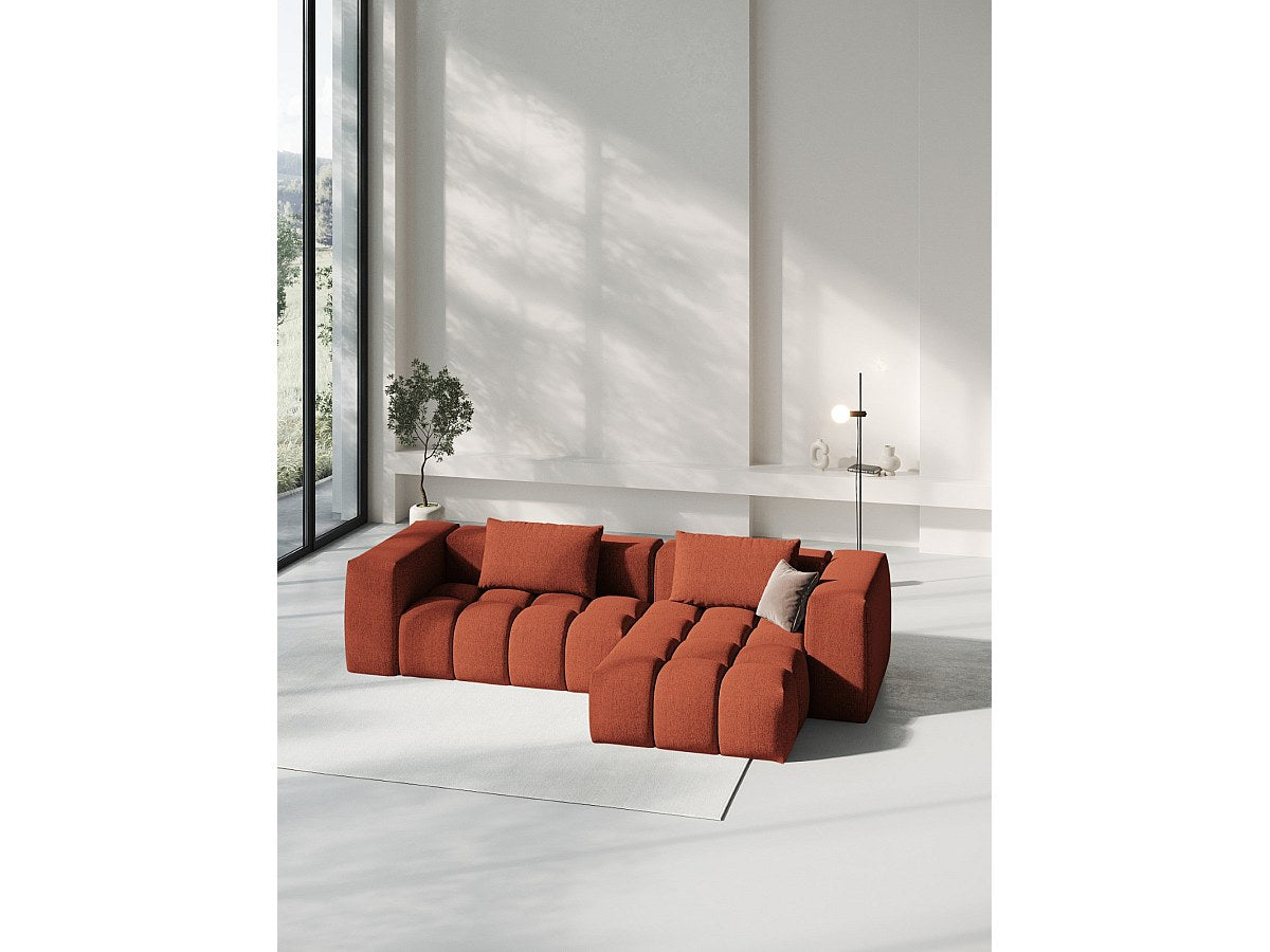 Canapé modulable 3 places orange tissu