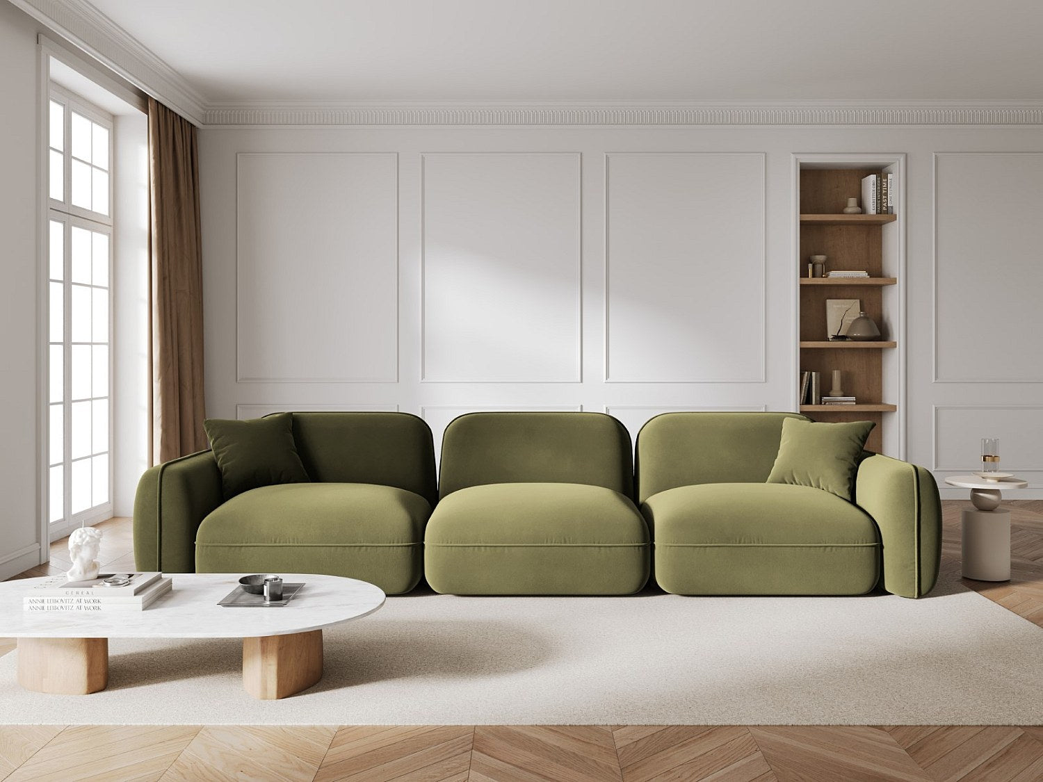 Canapé modulable 4 places vert velours