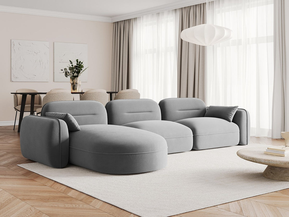 Canapé modulable 4 places gris velours