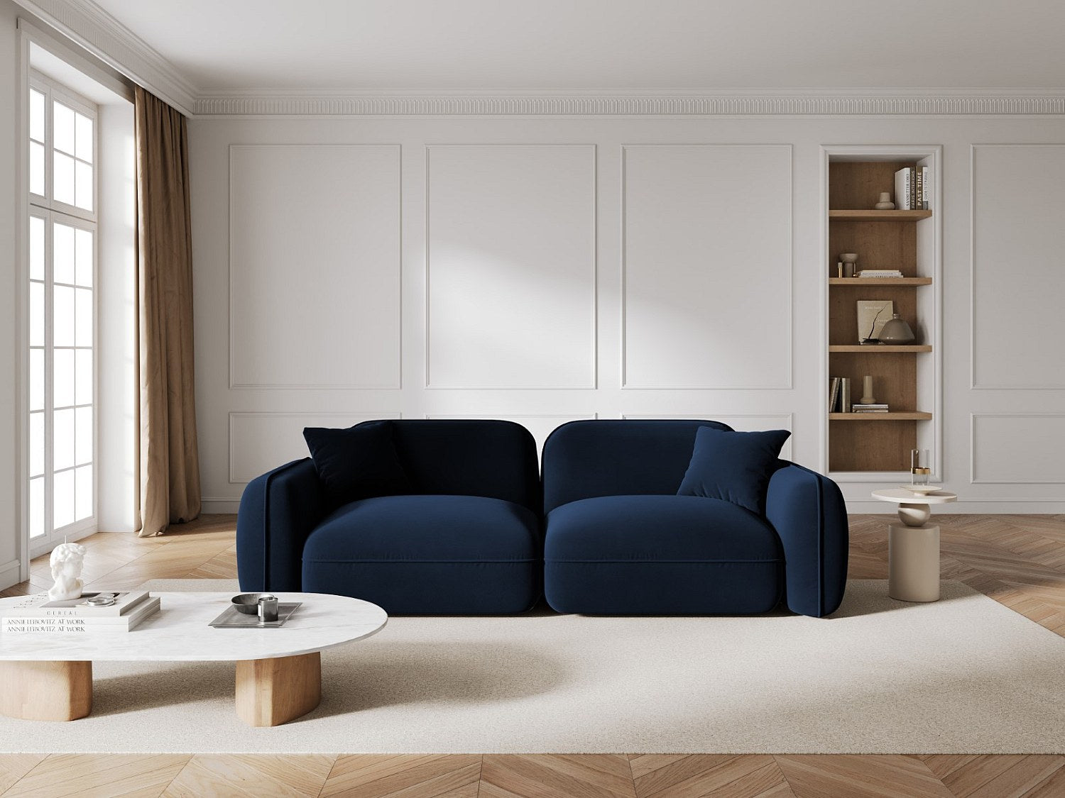 Canapé modulable 3 places bleu velours
