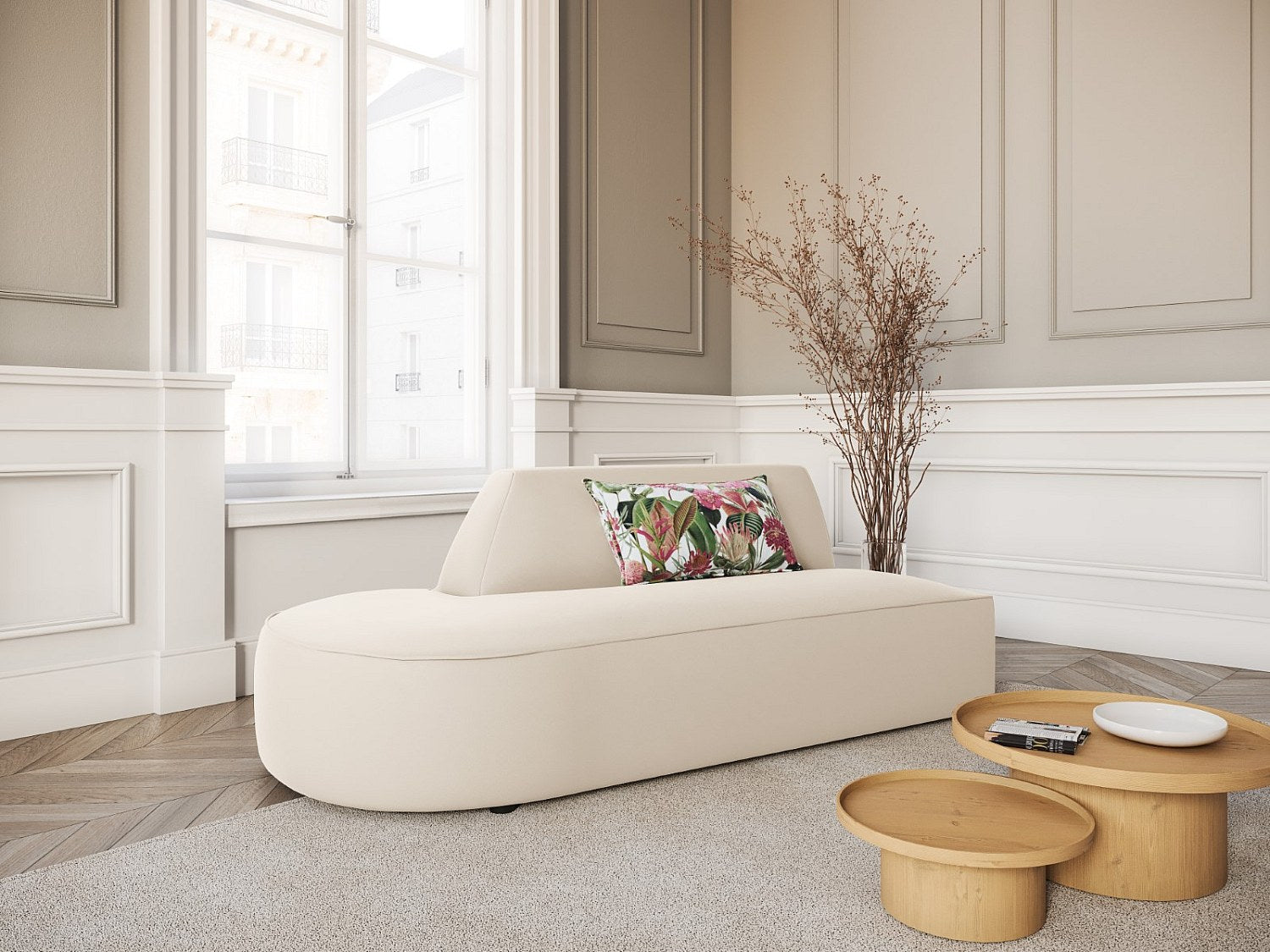 Canapé modulable 2 places beige velours - Charles