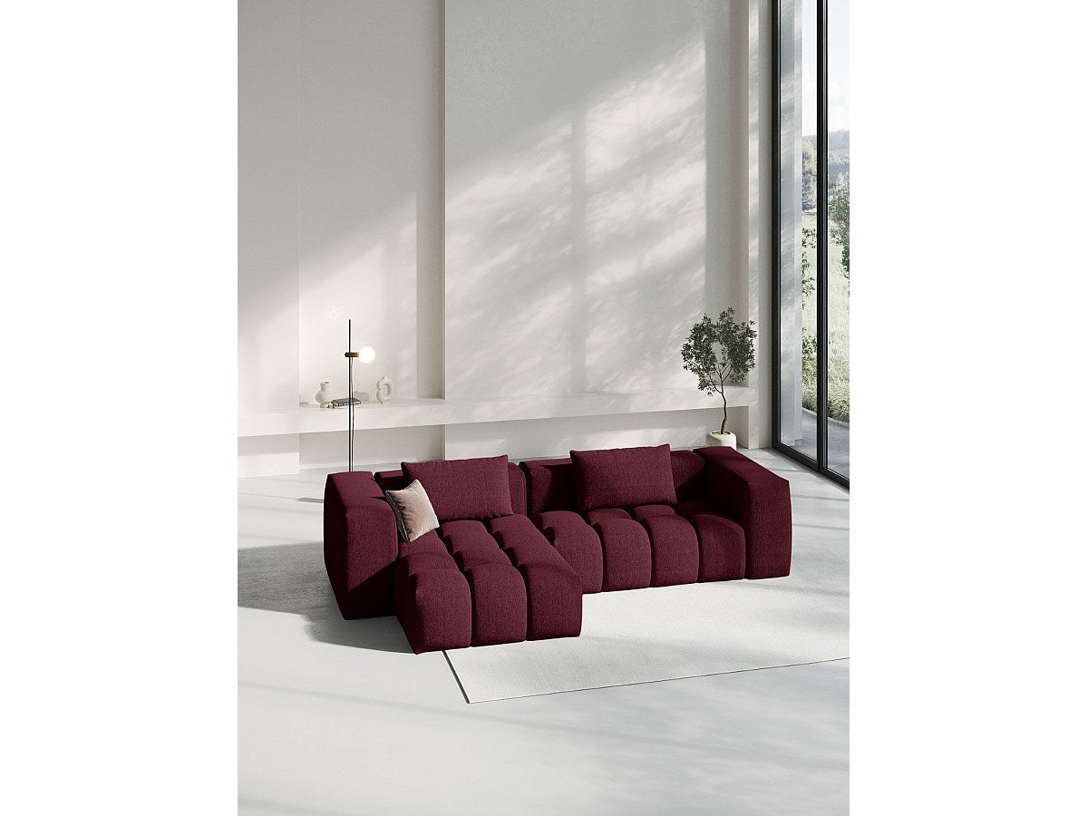 Canapé modulable 3 places rouge tissu