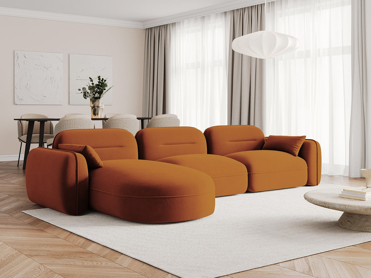 Canapé modulable 4 places orange velours