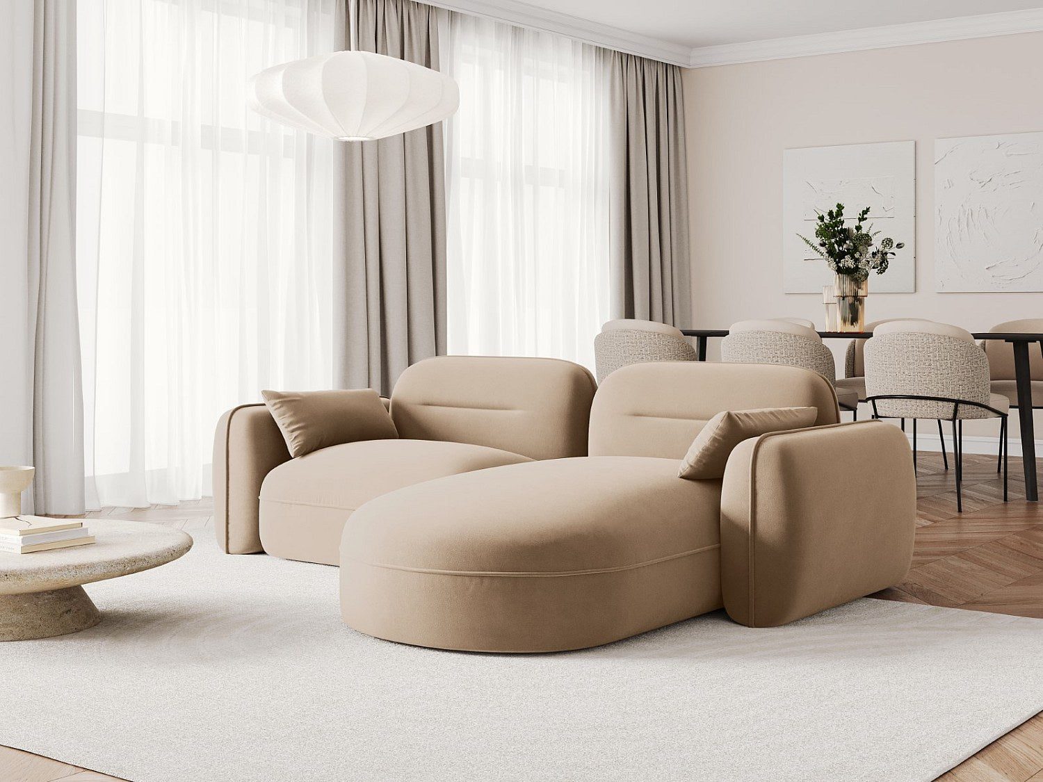 Canapé modulable 3 places marron velours