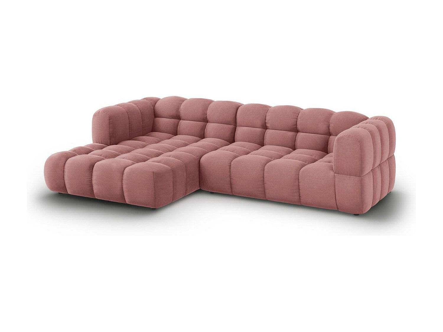 Canapé modulable 4 places rose velours