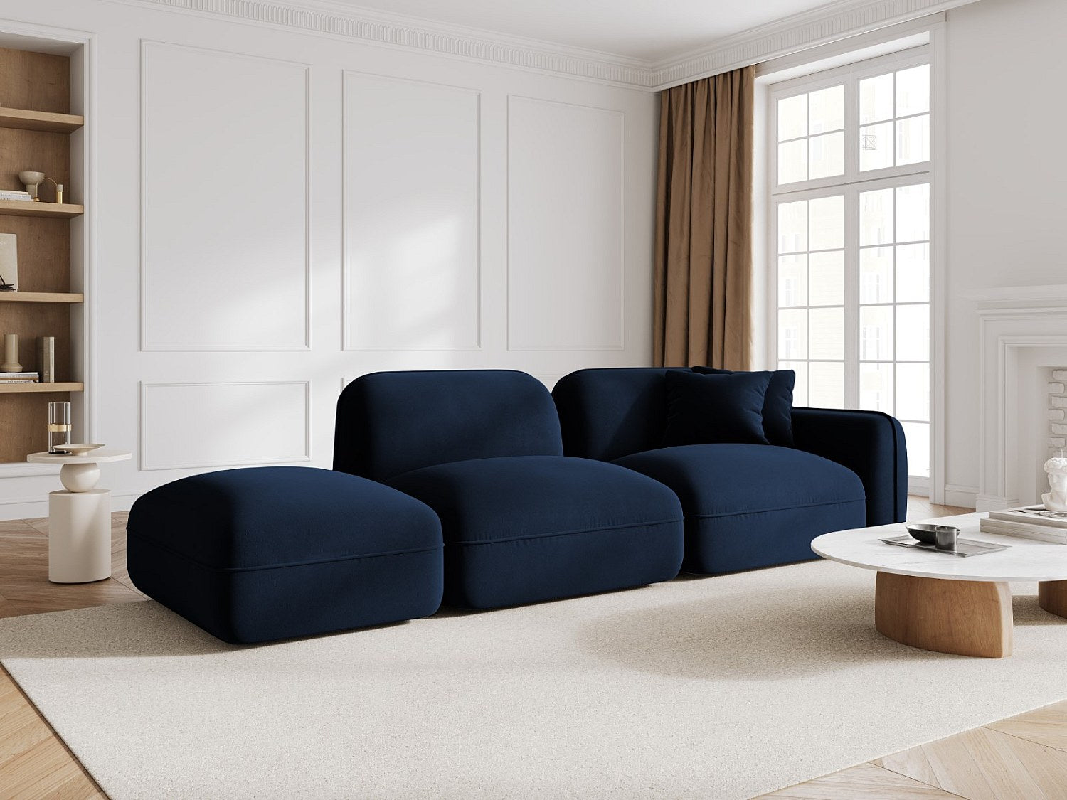 Canapé modulable 3 places bleu velours