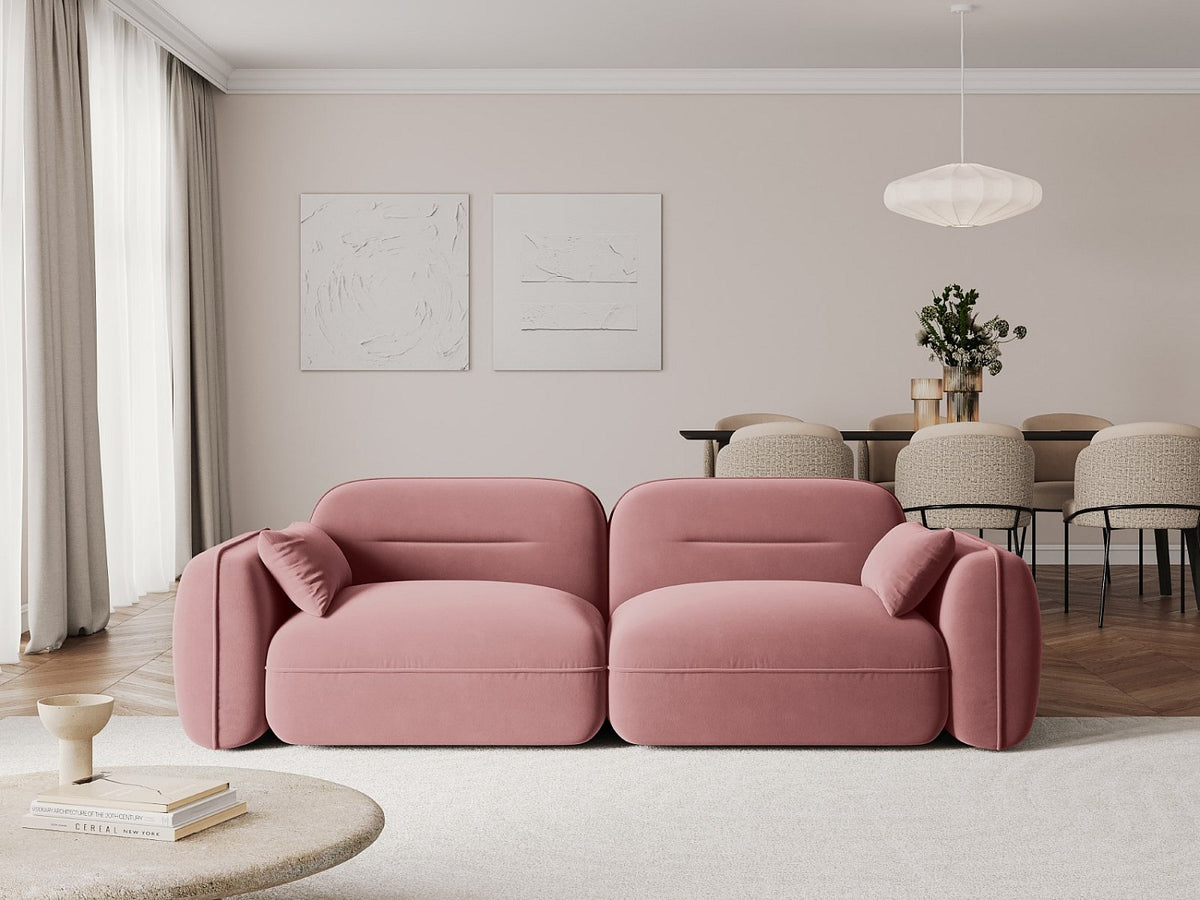 Canapé modulable 3 places rose velours