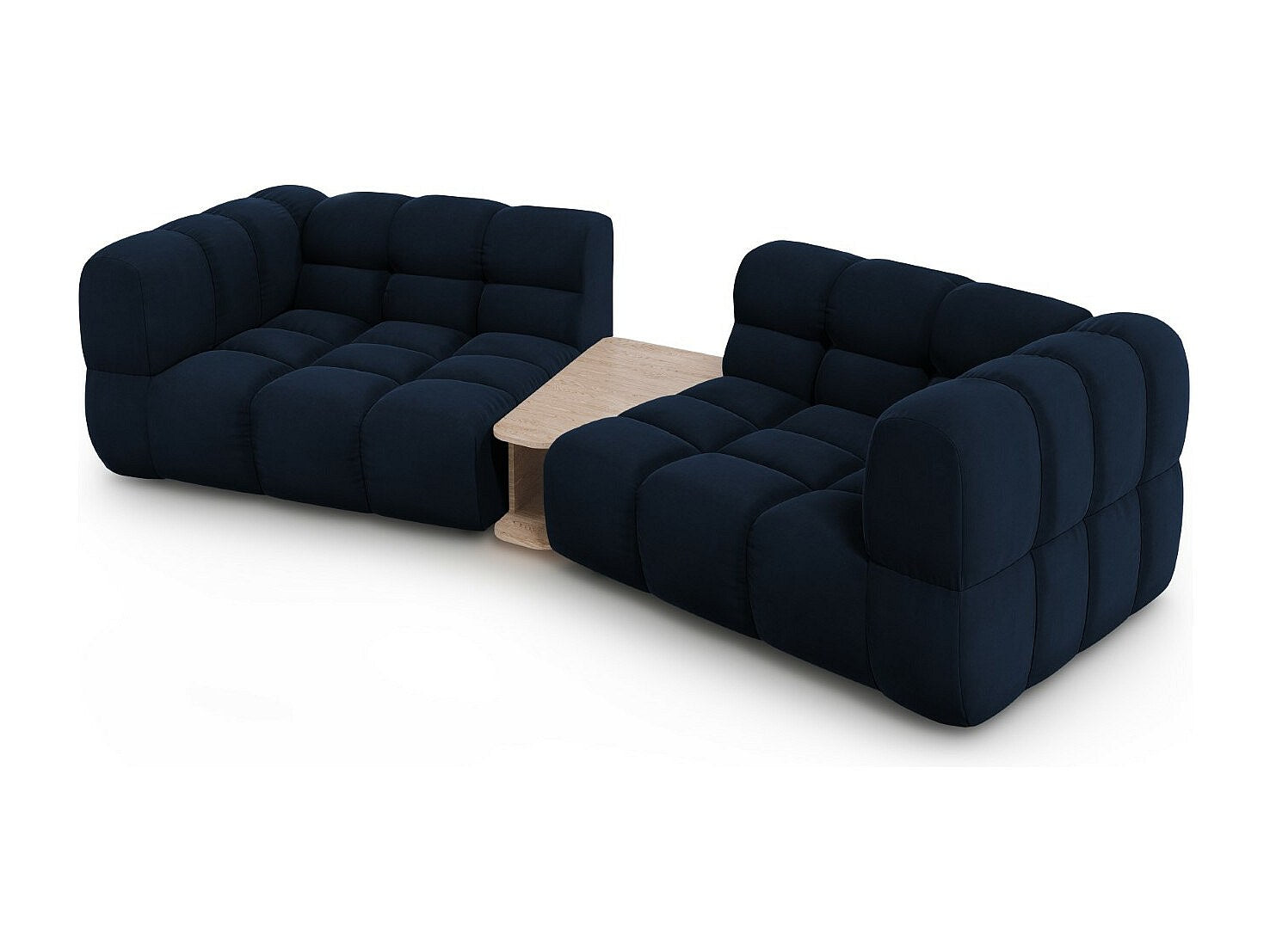 Canapé modulable 2 places bleu velours