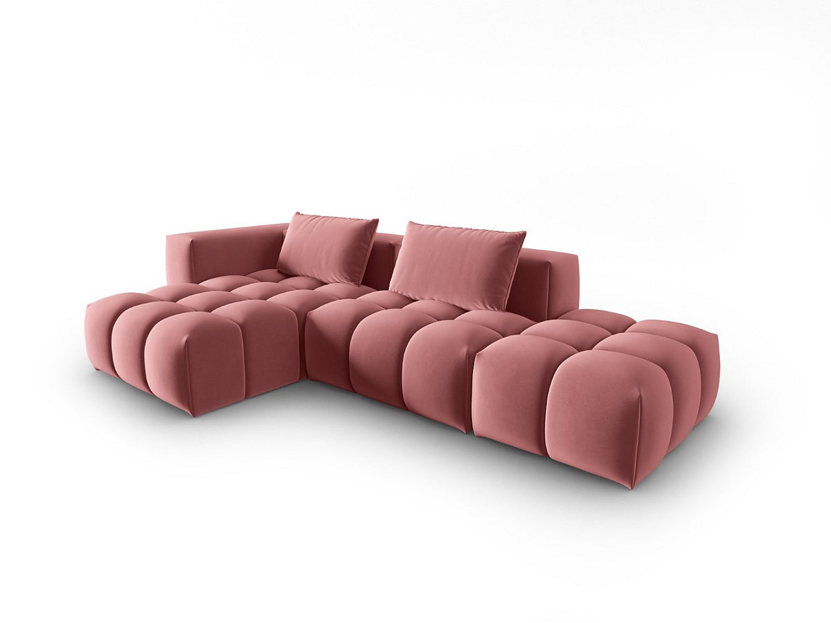 Canapé modulable 4 places rose velours