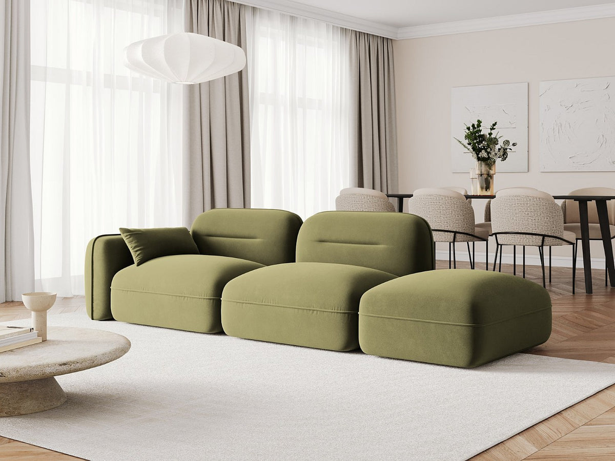 Canapé modulable 3 places vert velours