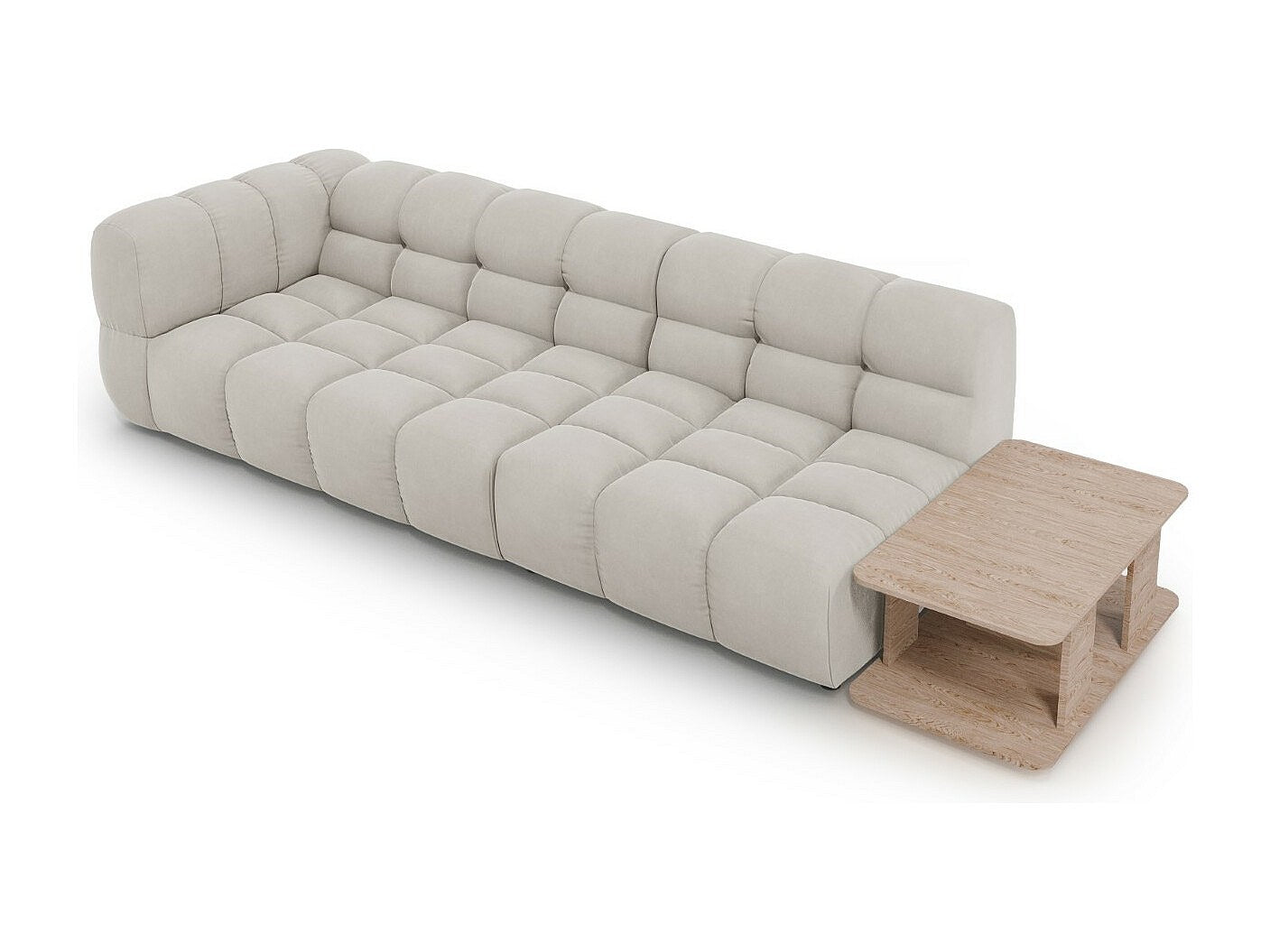 Canapé modulable 4 places beige velours
