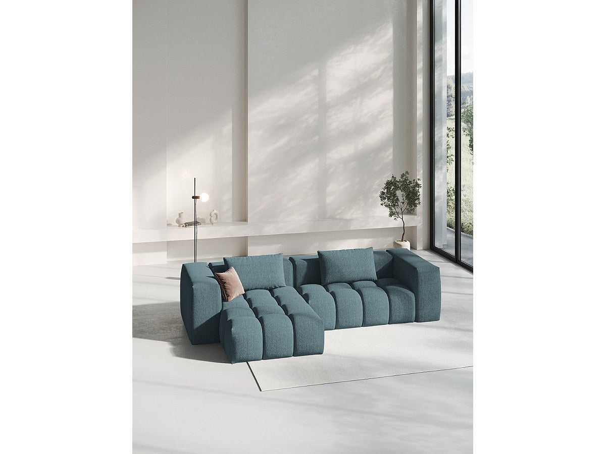 Canapé modulable 3 places bleu tissu