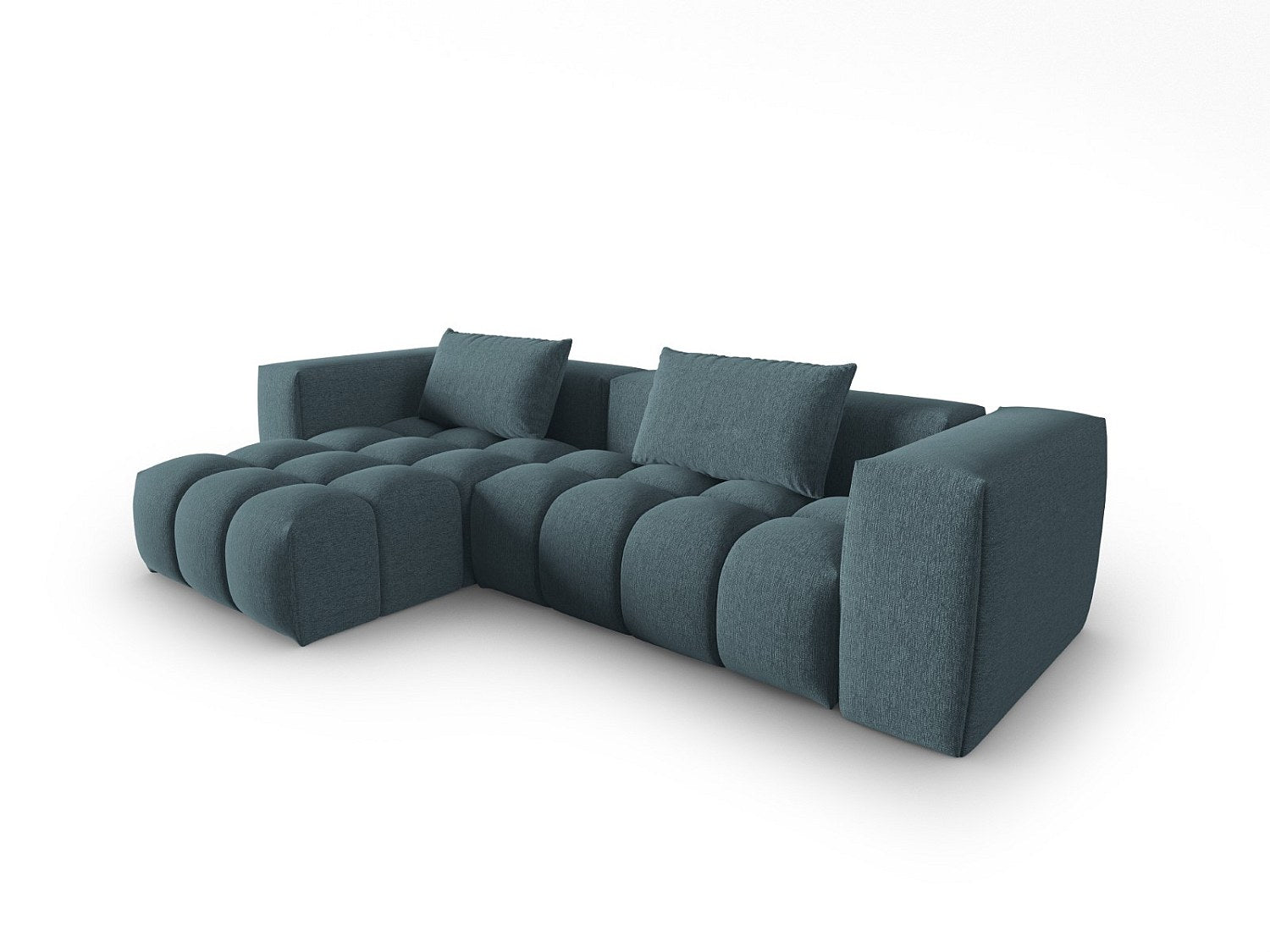 Canapé modulable 3 places bleu tissu