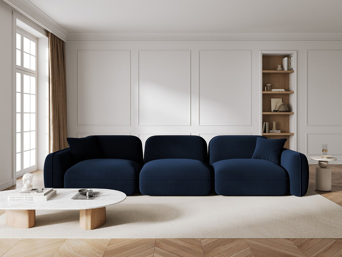 Canapé modulable 4 places bleu velours