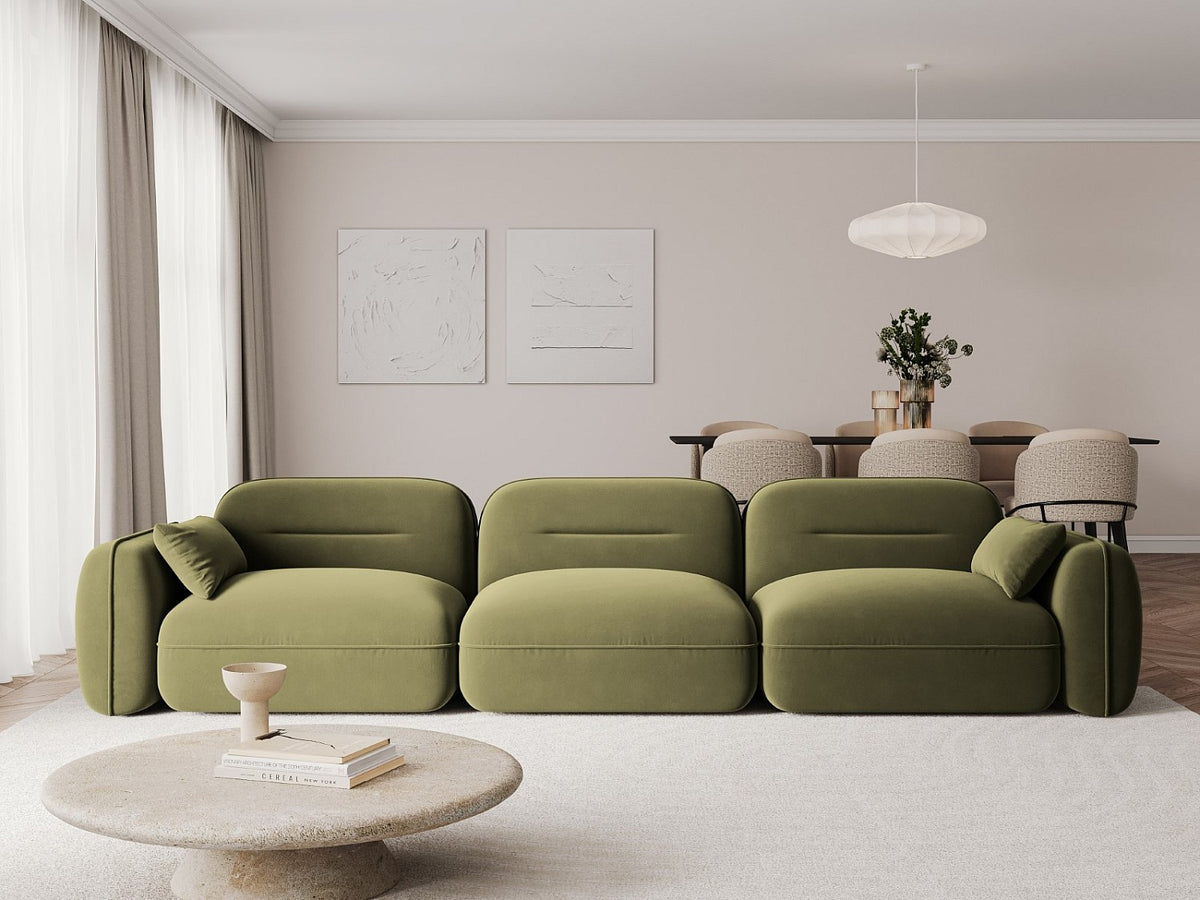 Canapé modulable 4 places vert velours