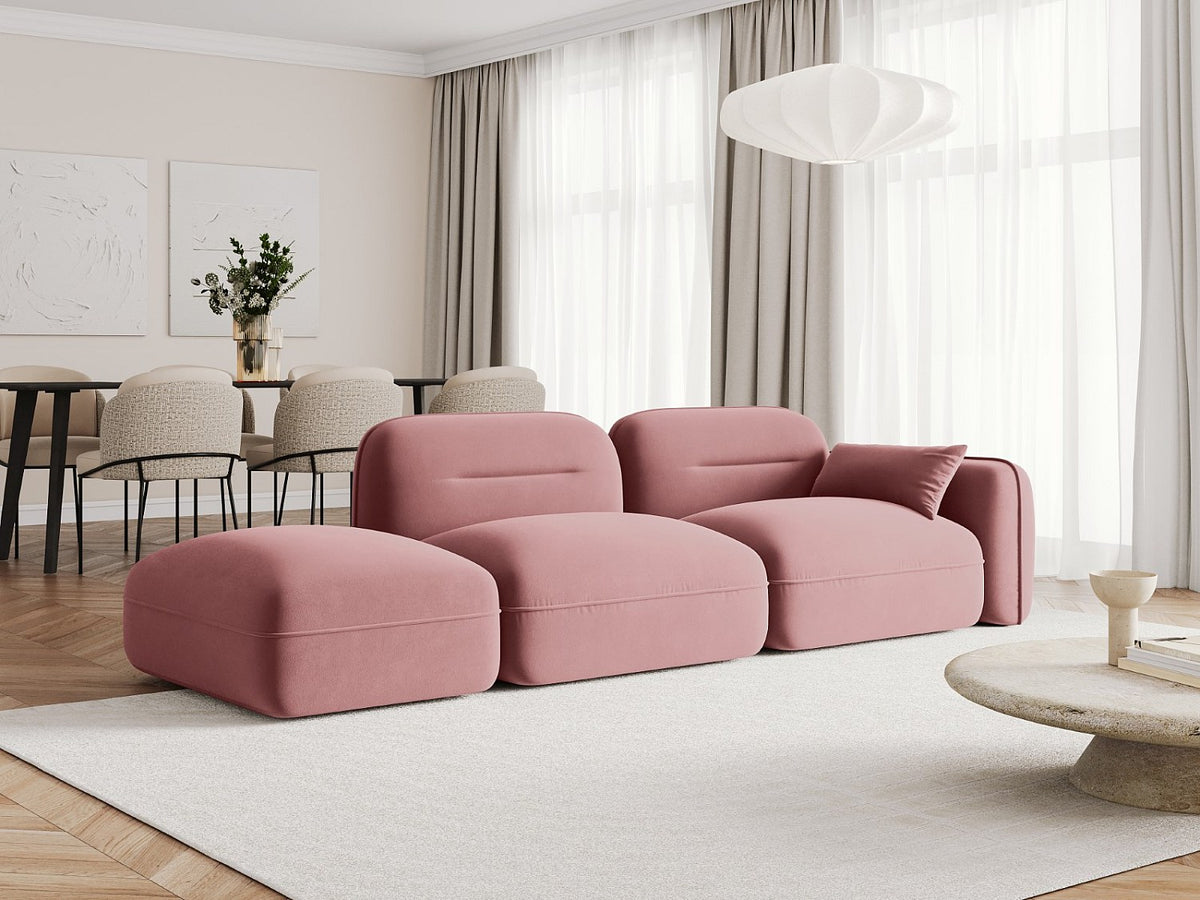 Canapé modulable 3 places rose velours
