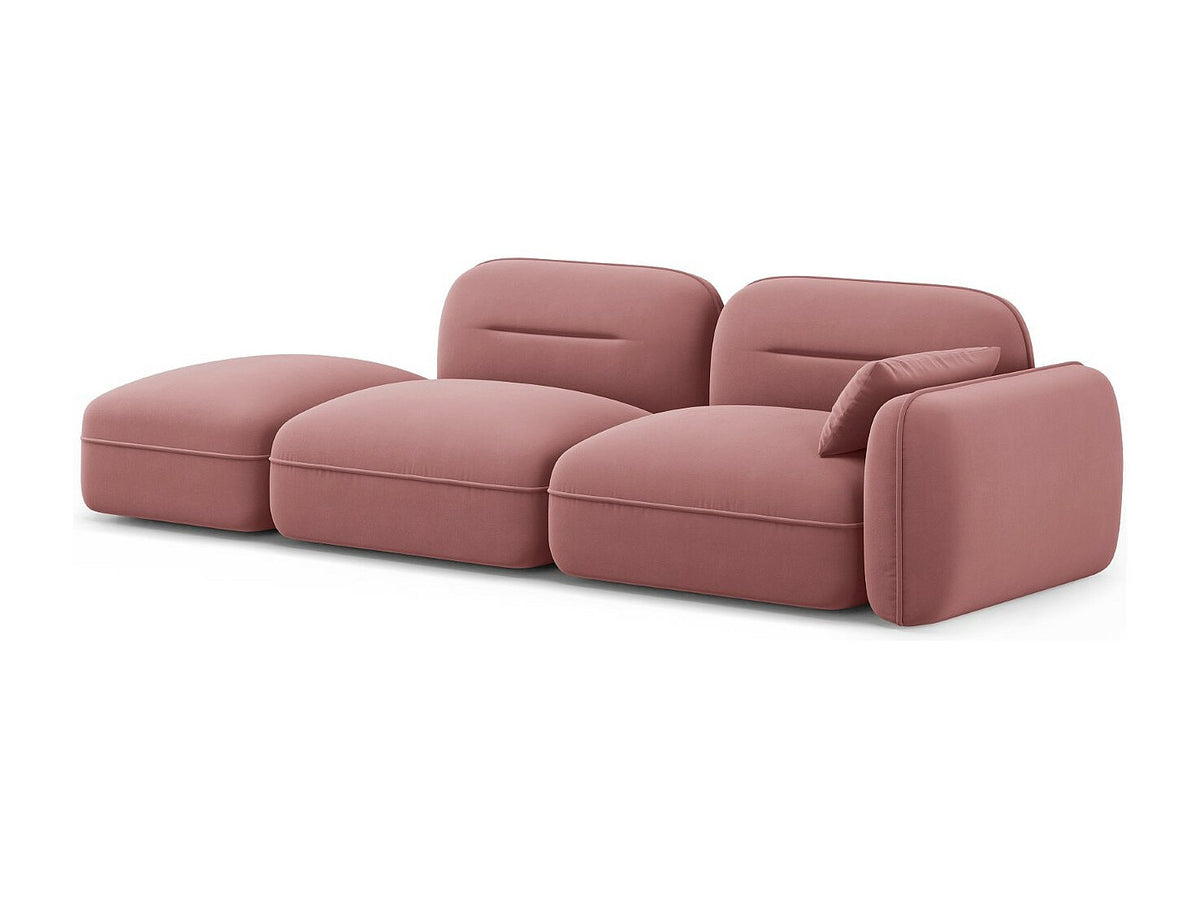 Canapé modulable 3 places rose velours