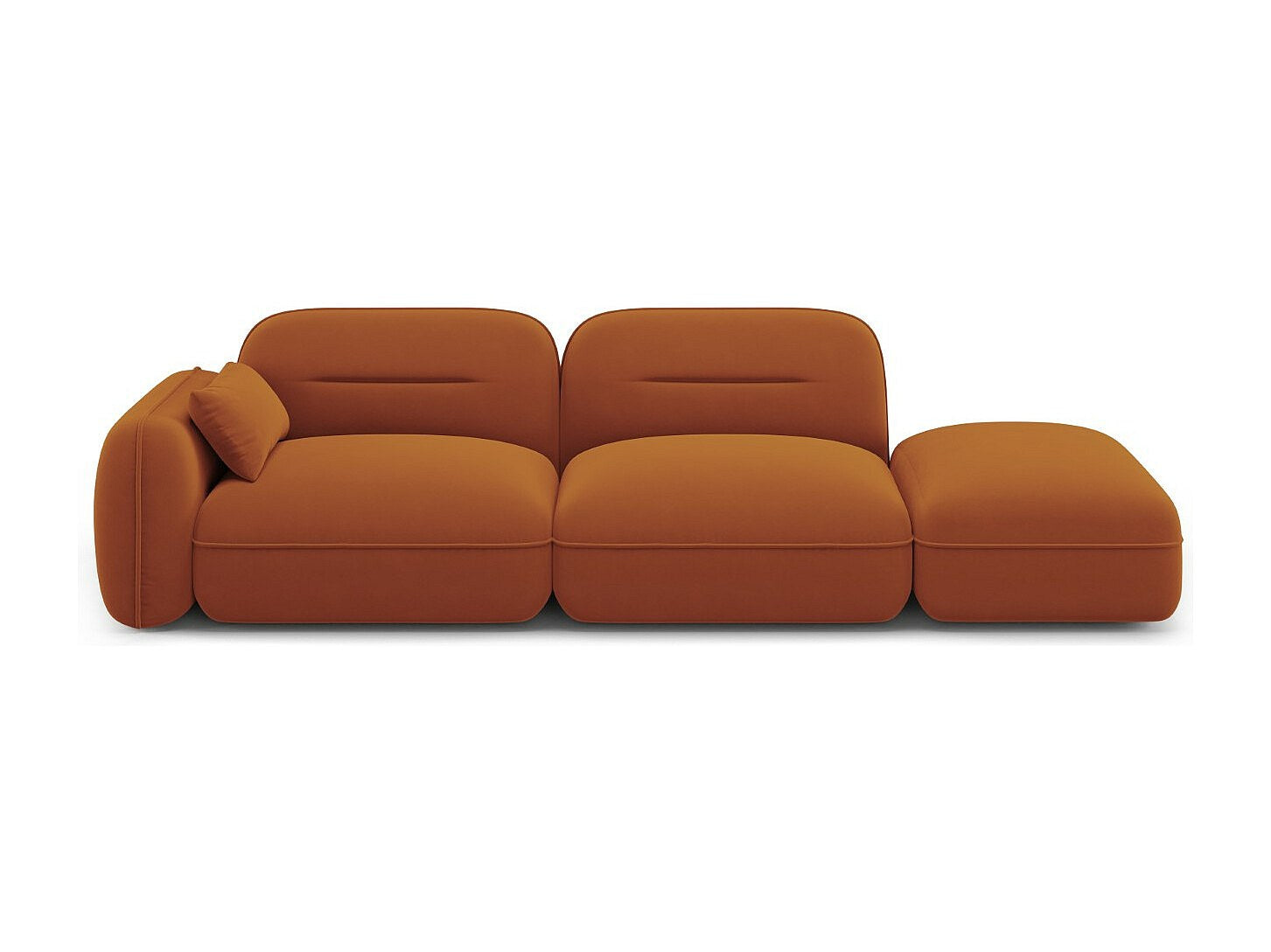 Canapé modulable 3 places orange velours