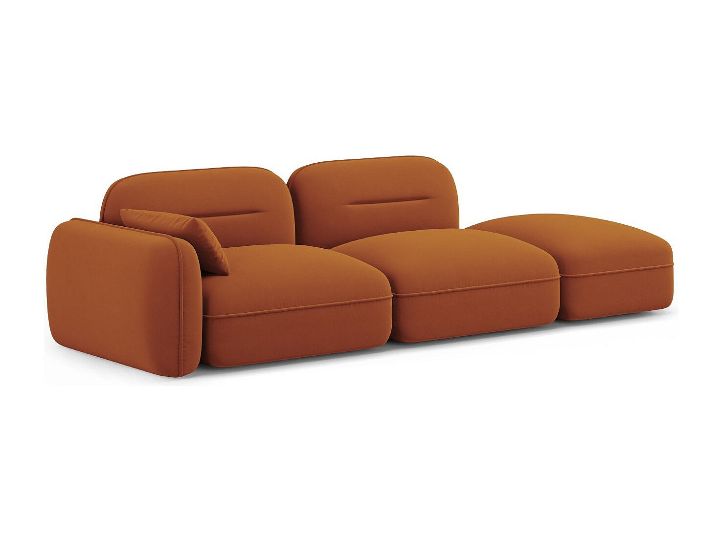 Canapé modulable 3 places orange velours