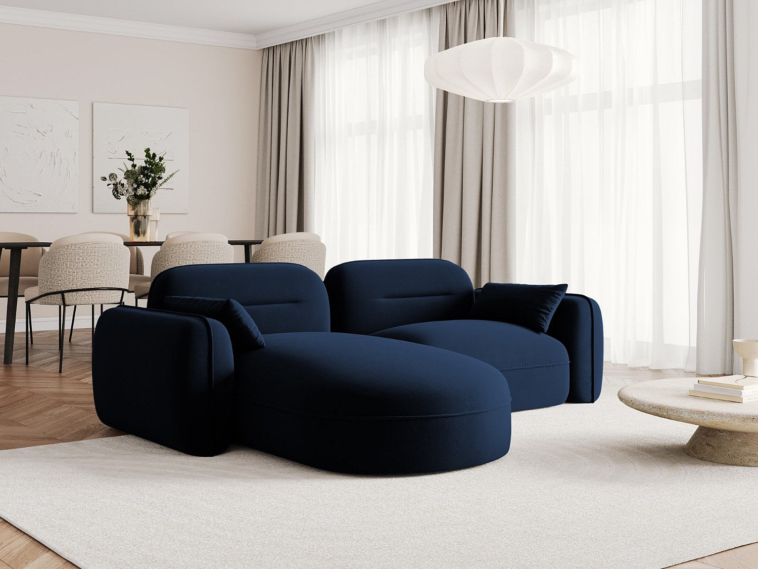 Canapé modulable 3 places bleu velours