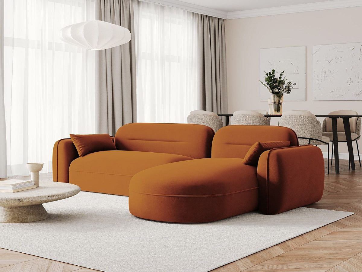 Canapé modulable 4 places orange velours