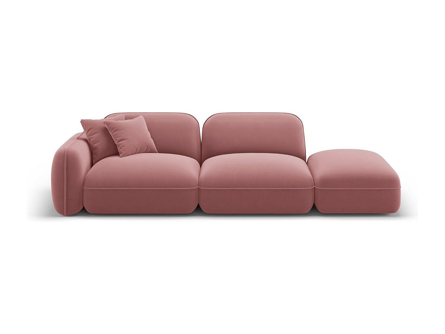 Canapé modulable 3 places rose velours