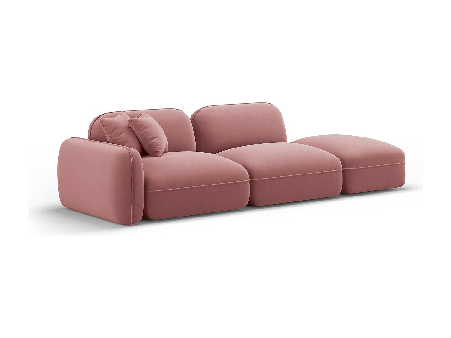 Canapé modulable 3 places rose velours