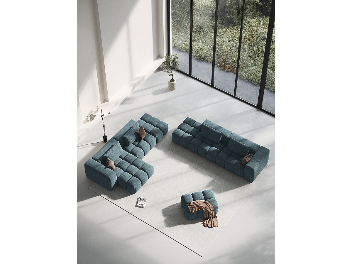 Canapé modulable 4 places bleu tissu