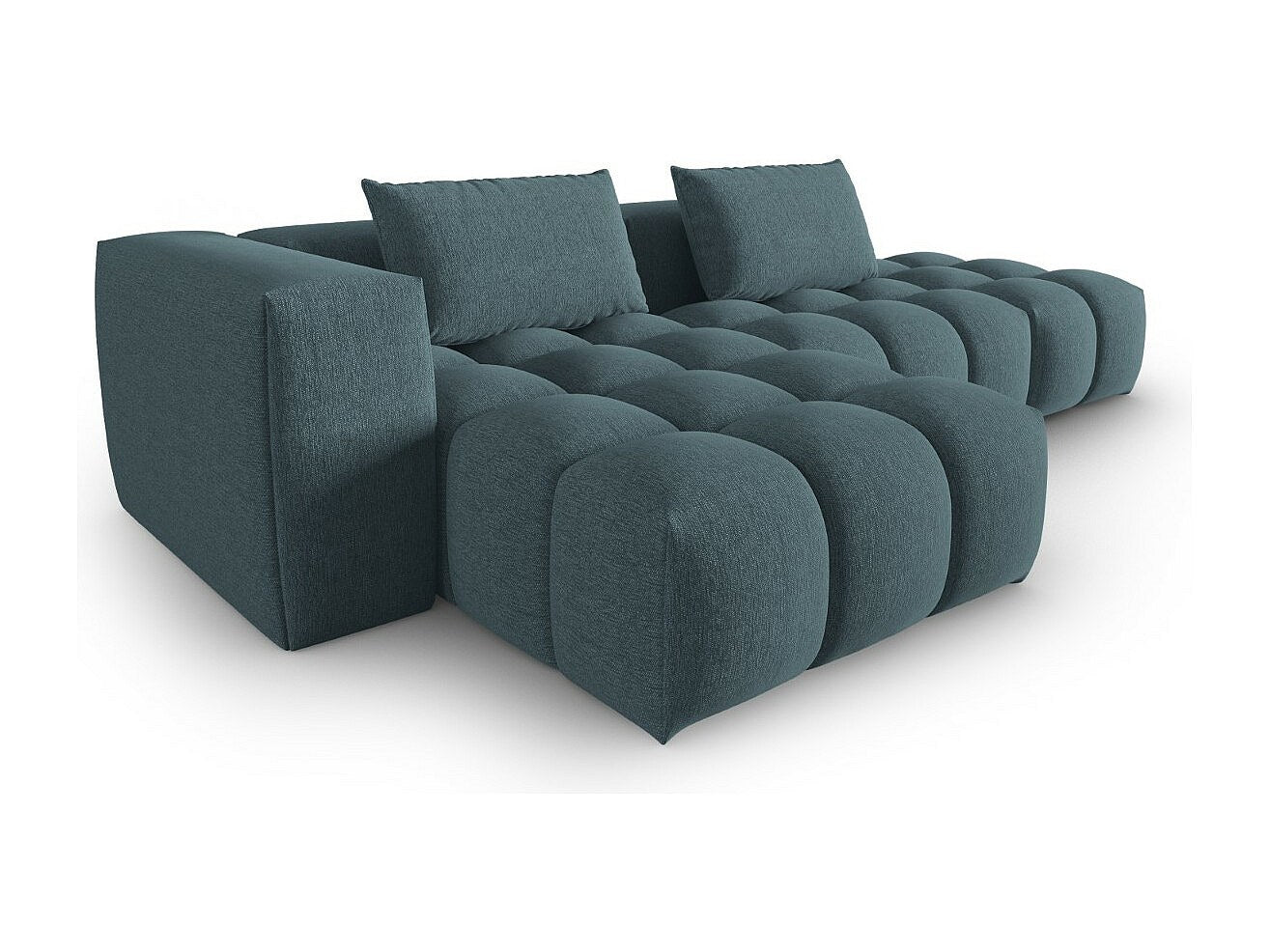 Canapé modulable 4 places bleu tissu