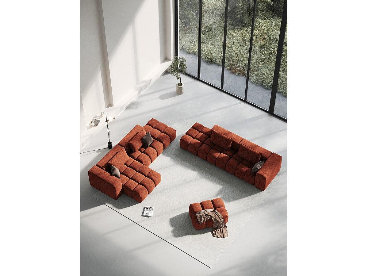 Canapé modulable 3 places orange tissu