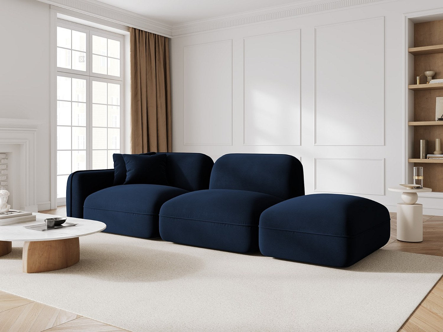 Canapé modulable 3 places bleu velours