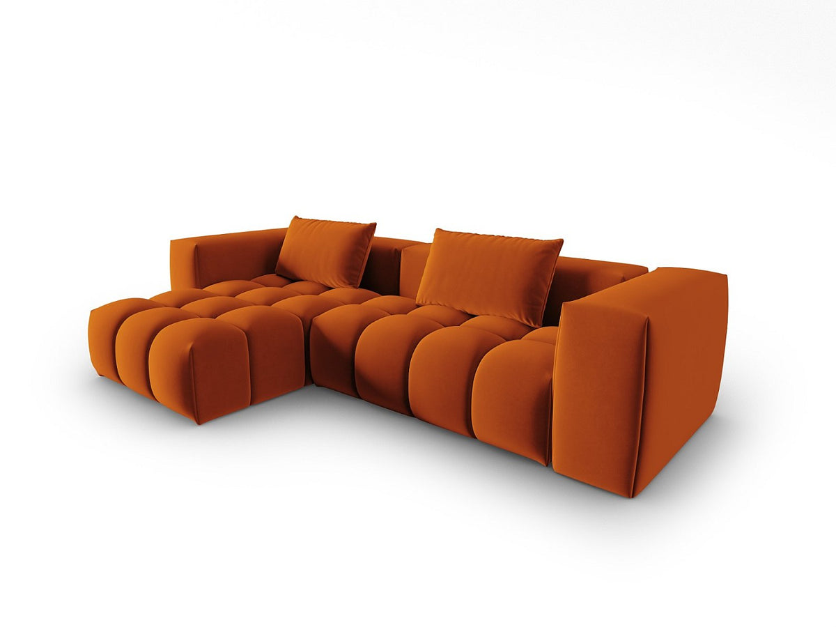 Canapé modulable 3 places orange velours