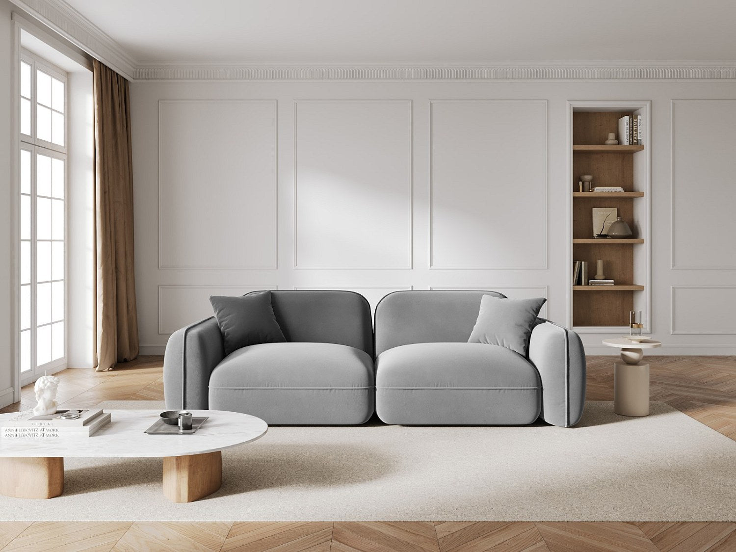 Canapé modulable 3 places gris velours