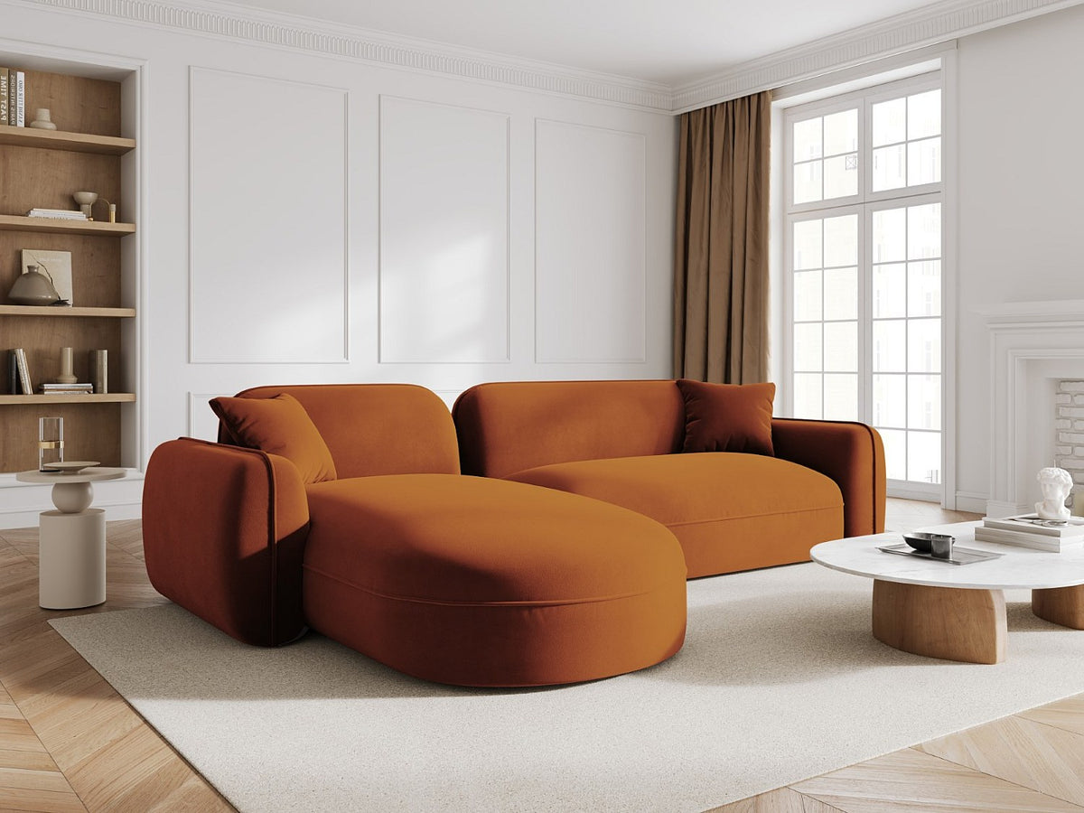 Canapé modulable 4 places orange velours