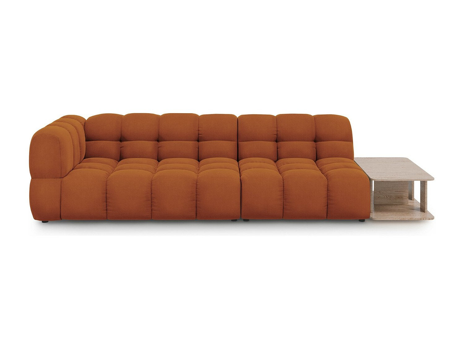Canapé modulable 4 places orange velours