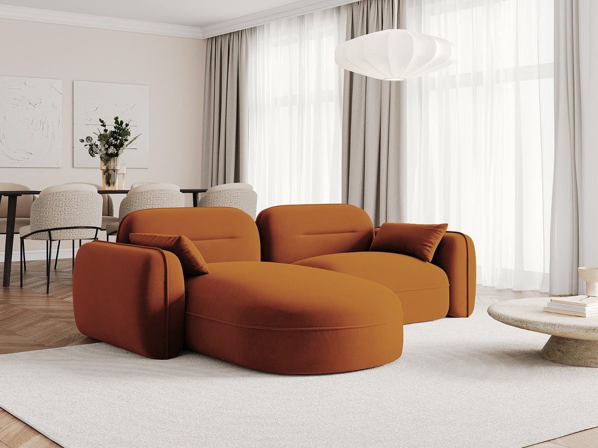 Canapé modulable 3 places orange velours