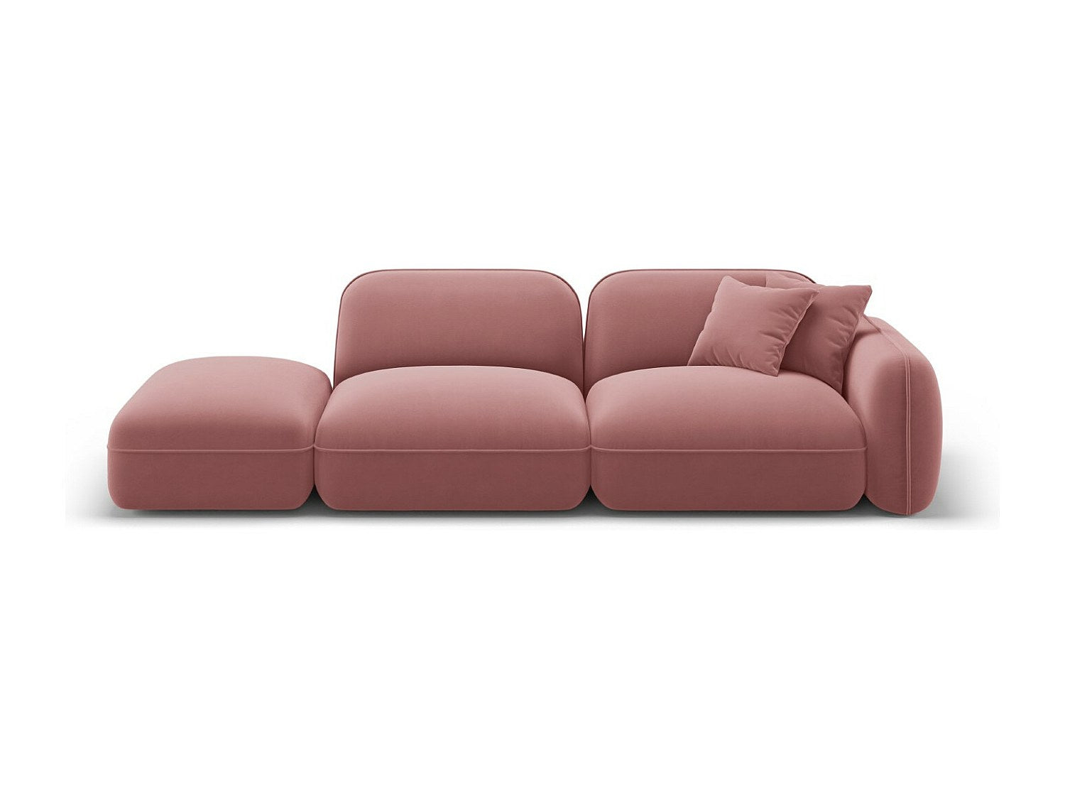 Canapé modulable 3 places rose velours