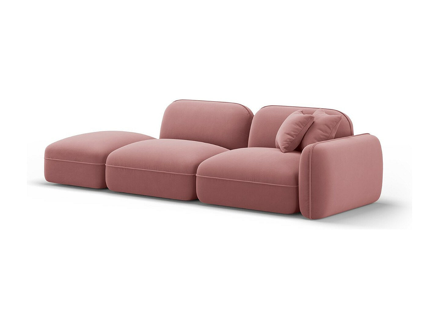 Canapé modulable 3 places rose velours