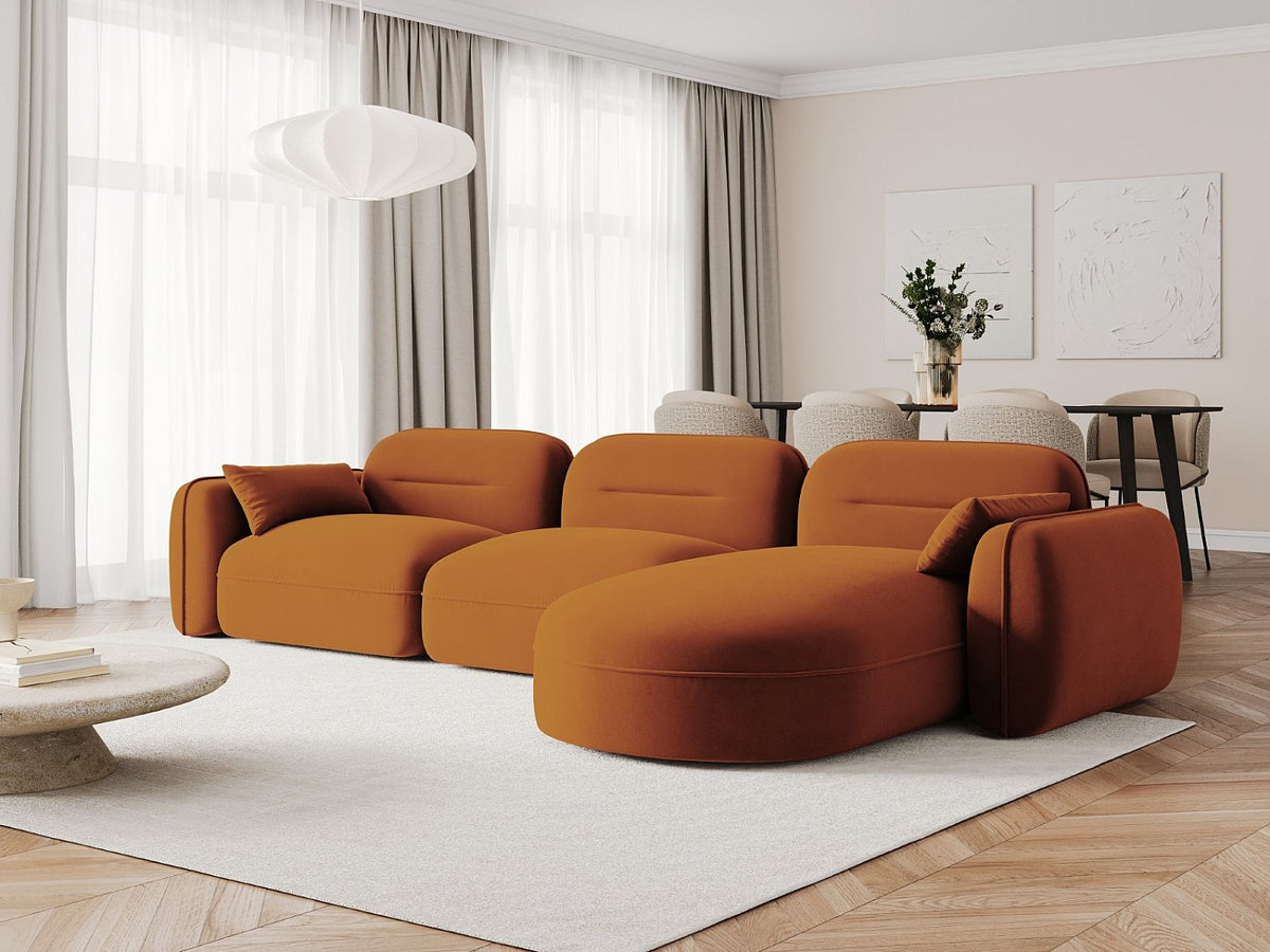 Canapé modulable 4 places orange velours